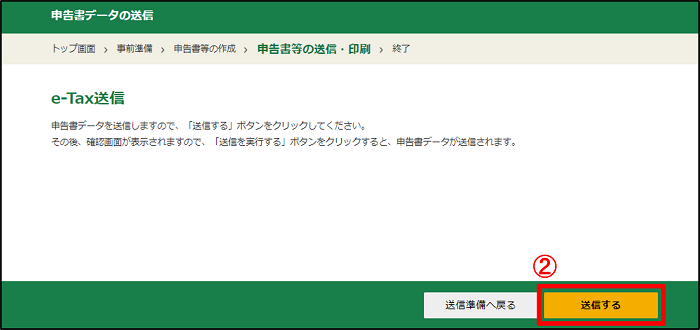 マイナンバーカードを２回読み取り、申告書のデータを送信します。