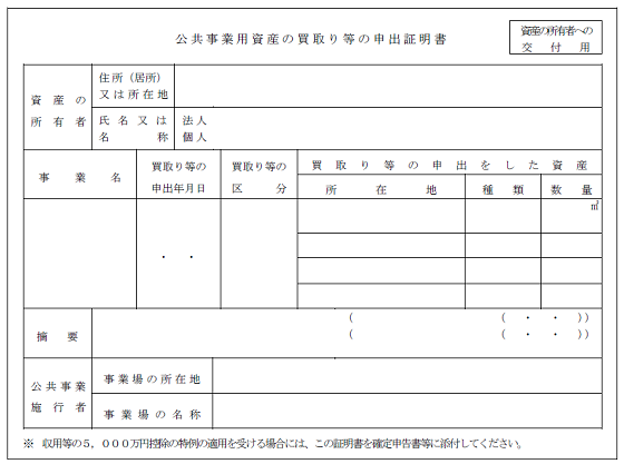 買取等の申出証明書