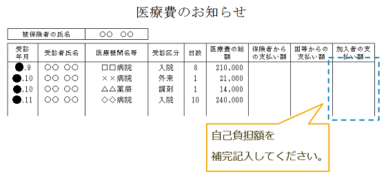 医療費のお知らせの画像