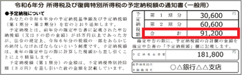 予定納税額の通知書イメージ