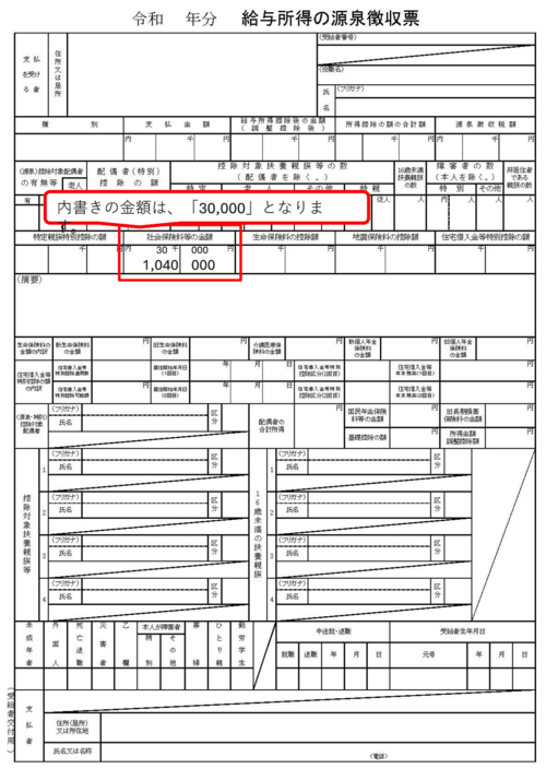 給与所得の源泉徴収票の画像
