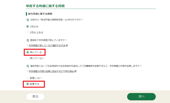 申告する所得の選択等