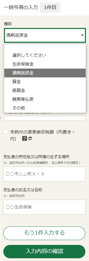 一時所得の入力方法（画像）